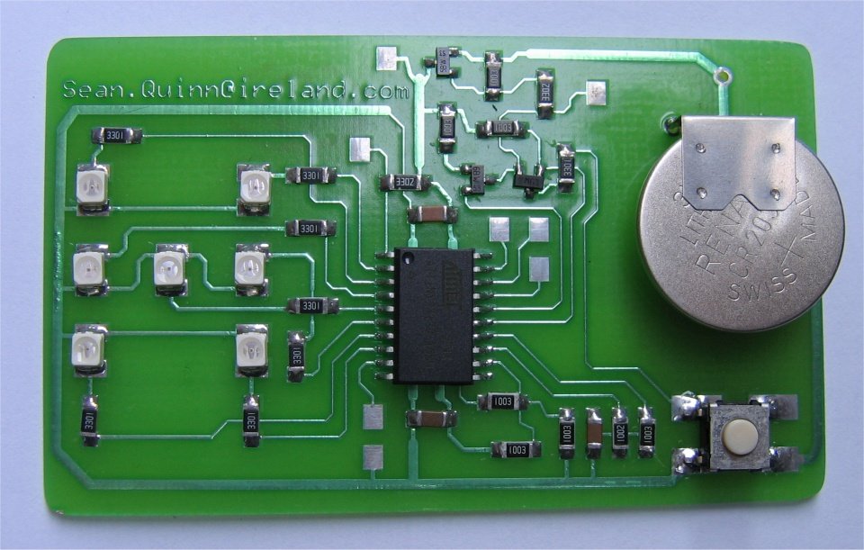A promotional novelty item for advertising and marketing proposes on a credit card sized printed circuit board