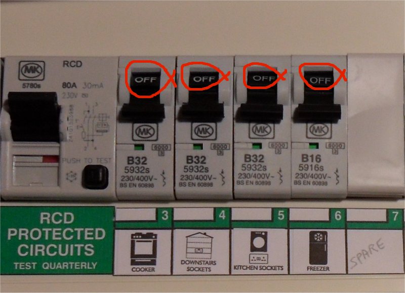 Reset the RCD with no loads connected to make sure the RCD is working