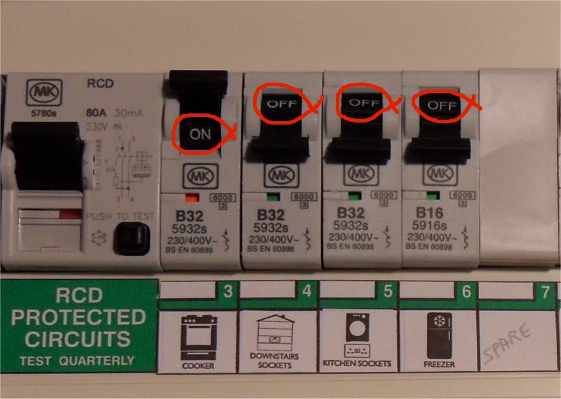 Try connecting one load at a time with the RCD on to locate the circuit with the earth fault