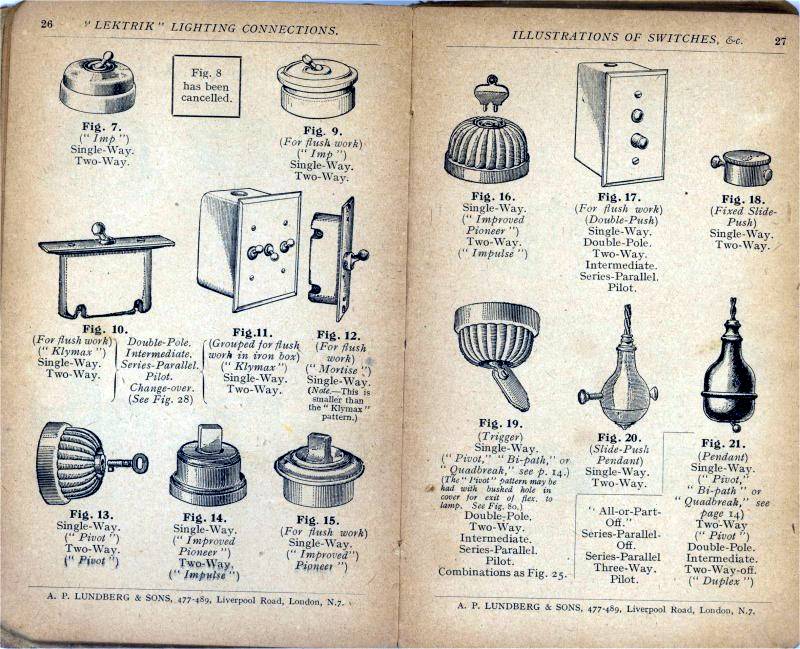 A Page from the Lektrik 1919 switch catalogue