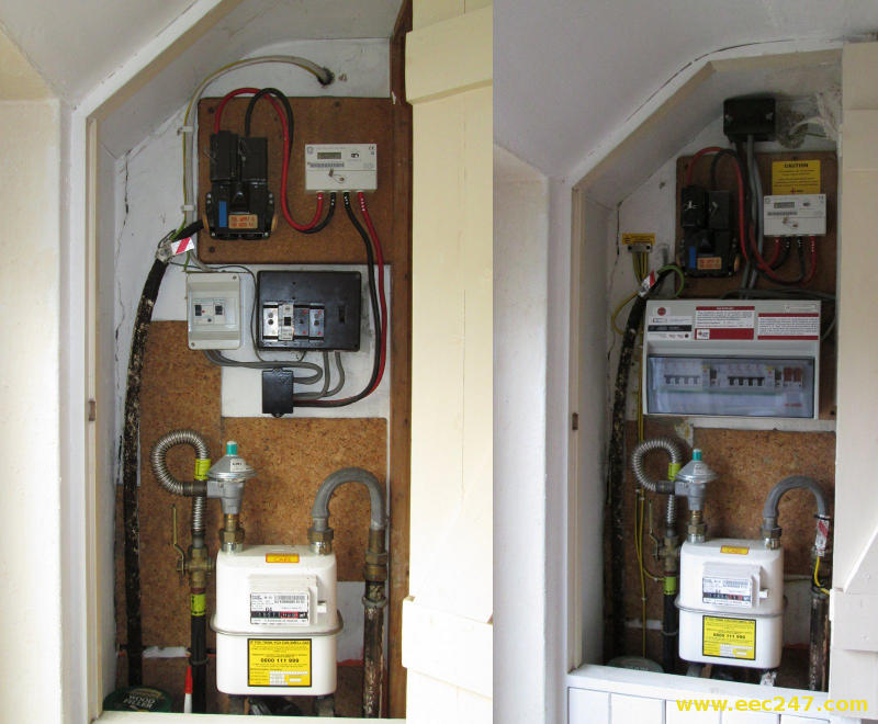 Upgrade a fusebox in a tall cupboard to a modern consumer units