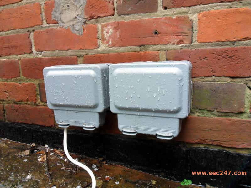 A pair of double 13A waterproof sockets