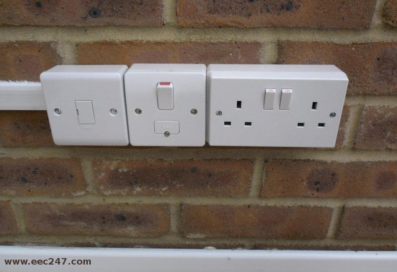 Add fused spur for sockets and switched fused spur for lighting in a conservatory