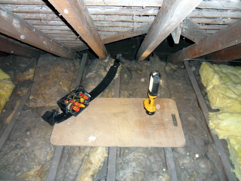 We use "crawler boards" to support our weight when working in the loft