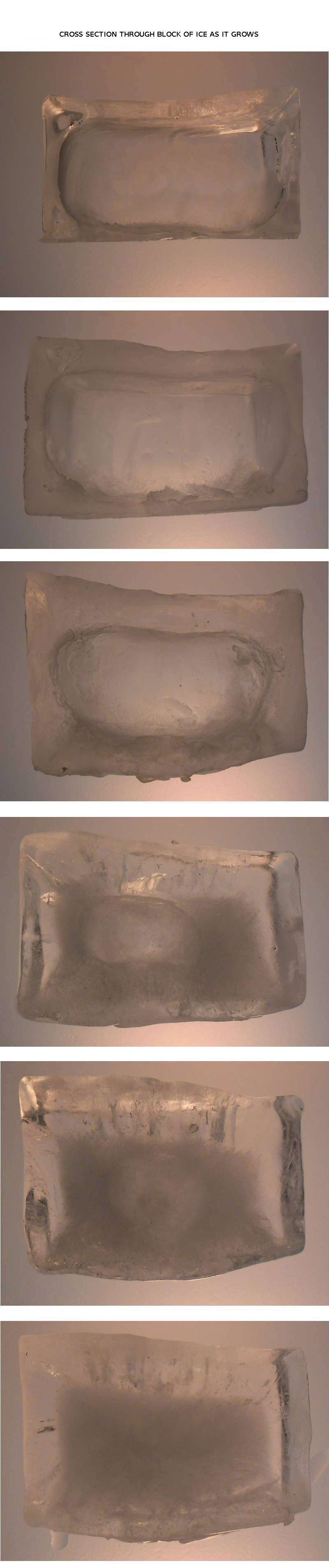 Autopsy of cold start and hot start ice cubes
