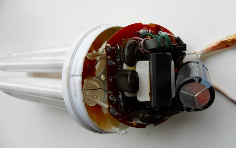 photograph of the physical circuit layout for a CFL