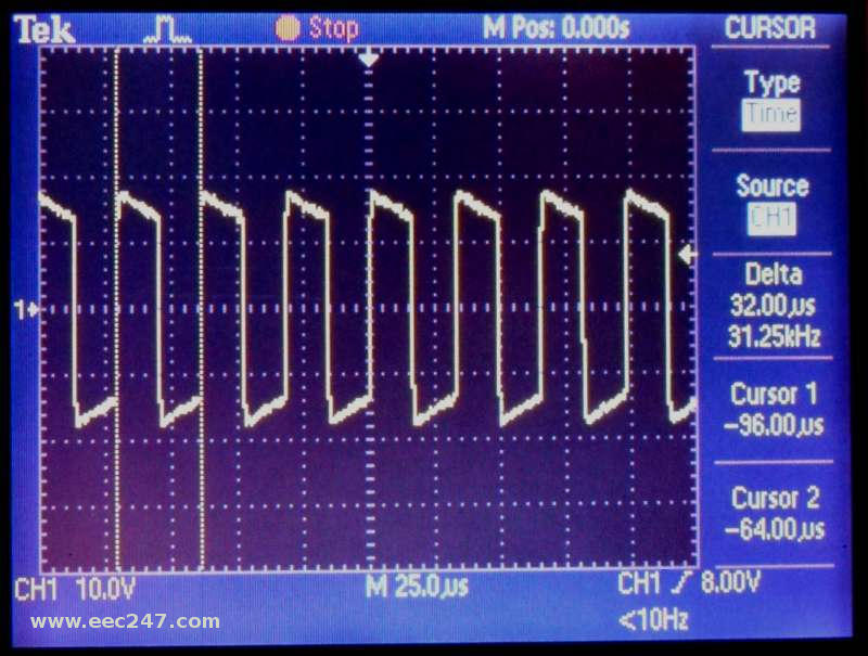 High Frequency switching waveform from an electronic transformer